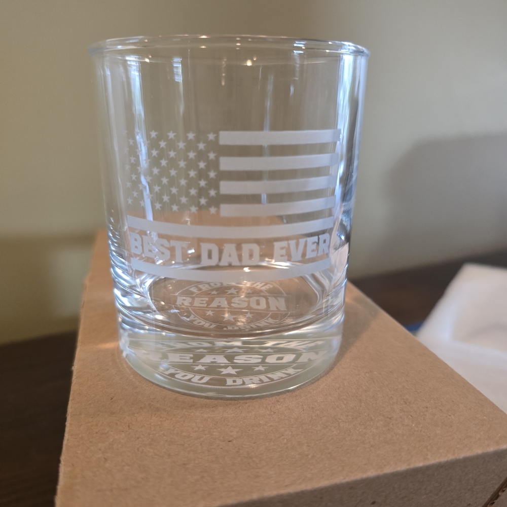 Best Dad Ever Etched Clear Glass Whiskey Tumbler